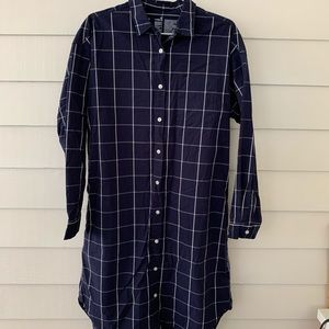Muji Navy Plaid Shirt Dress / Size Medium